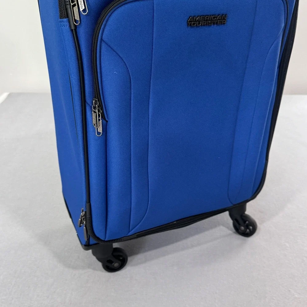 American Tourister Spinner Suitcase Unisex Blue Softside 24 Inch Luggage
